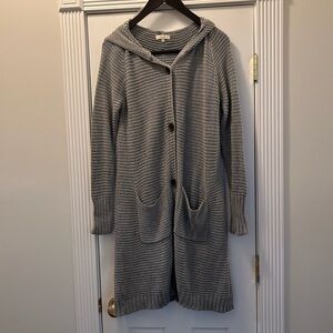 Easel Gray Hooded Long Duster Length Cardigan Size S/M